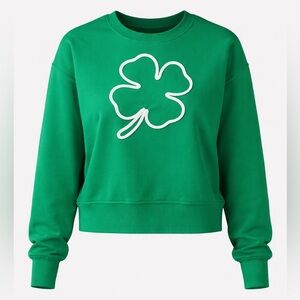 NWT Women’s XS Green Shamrock Sweatshirt St. Patrick’s Day Rope Appliqué